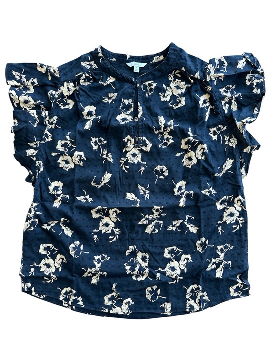 Joie Tops - Joie Marlina Waterfall Ruffle Sleeve V-Neck Floral Popover Top Caviar Size M